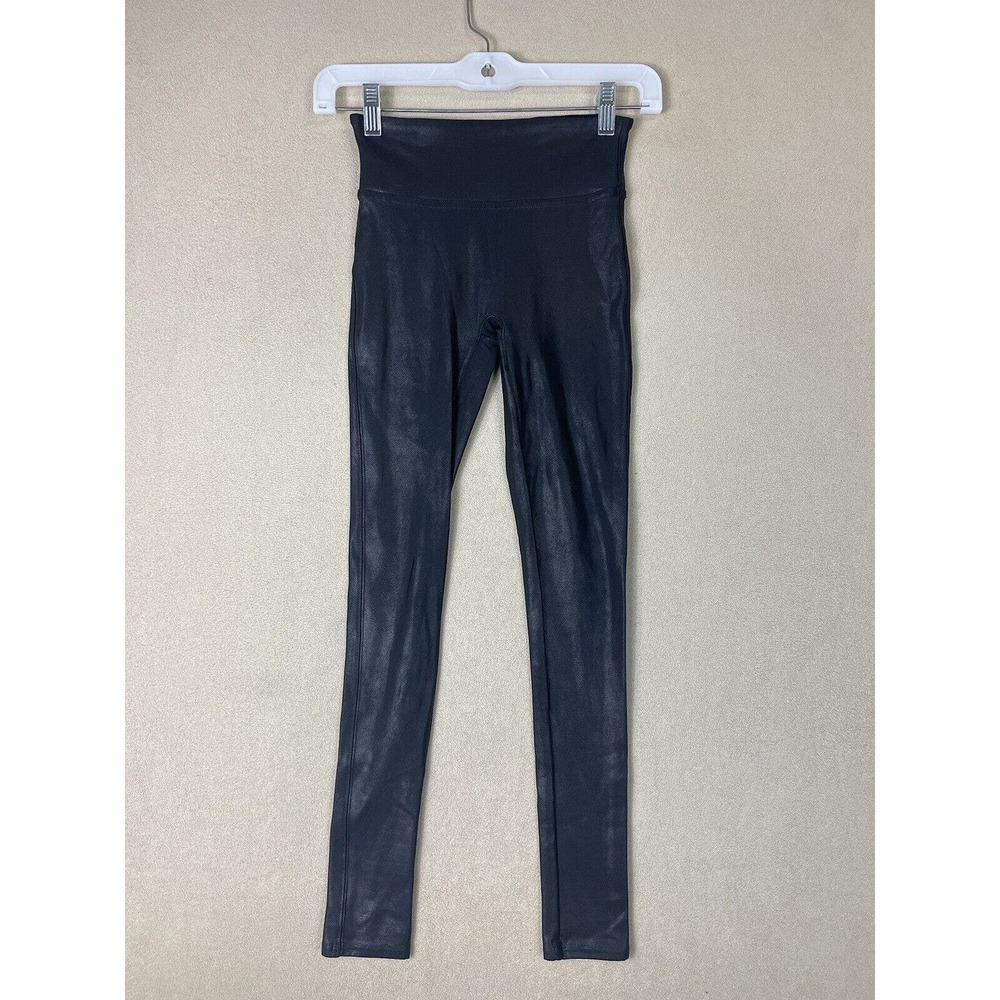Spanx Pants Womens Extra Small Black Faux Leather Leggings High Rise Adult